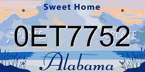 0ET7752 Alabama License Plate