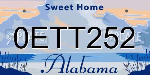 0ETT252 Alabama License Plate