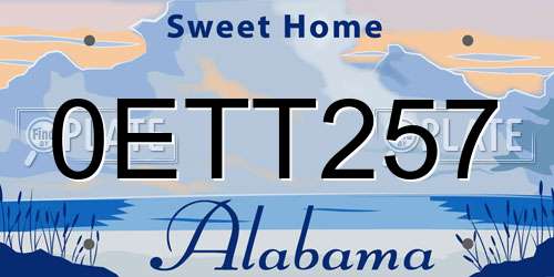 0ETT257 Alabama License Plate