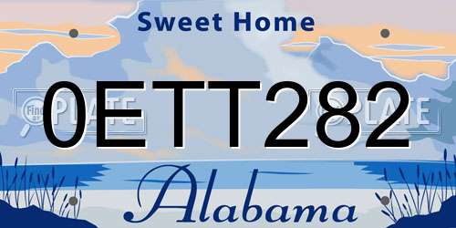 0ETT282 Alabama License Plate