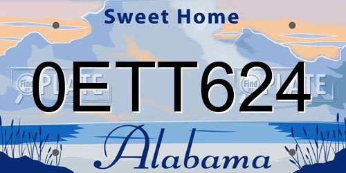 0ETT624 Alabama License Plate