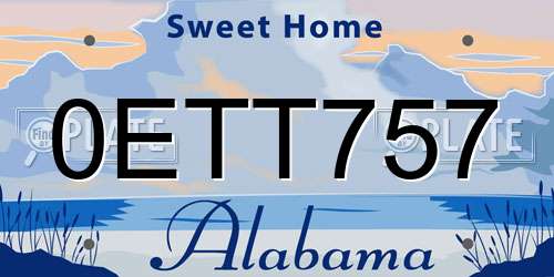 0ETT757 Alabama License Plate