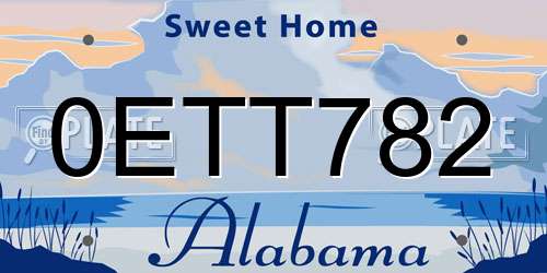 0ETT782 Alabama License Plate