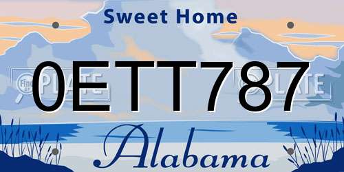0ETT787 Alabama License Plate