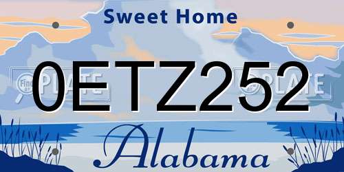 0ETZ252 Alabama License Plate