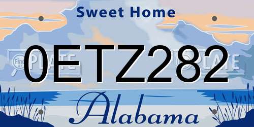 0ETZ282 Alabama License Plate