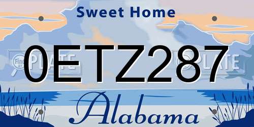 0ETZ287 Alabama License Plate