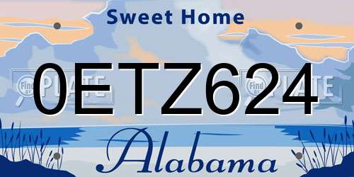 0ETZ624 Alabama License Plate