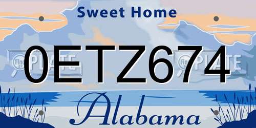 0ETZ674 Alabama License Plate