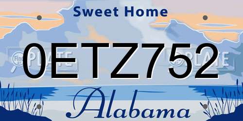 0ETZ752 Alabama License Plate