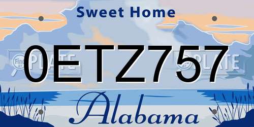 0ETZ757 Alabama License Plate