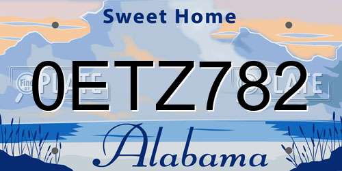 0ETZ782 Alabama License Plate