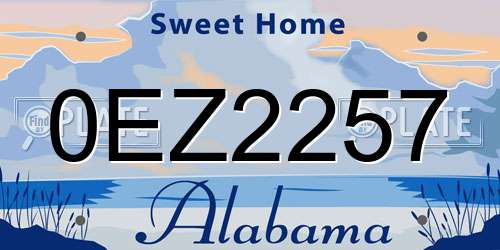 0EZ2257 Alabama License Plate