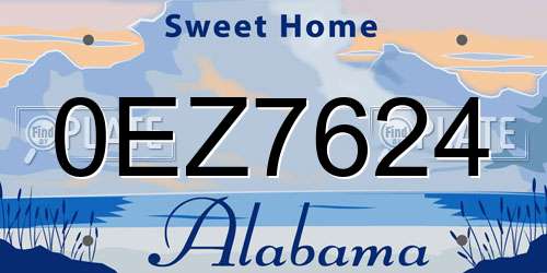 0EZ7624 Alabama License Plate