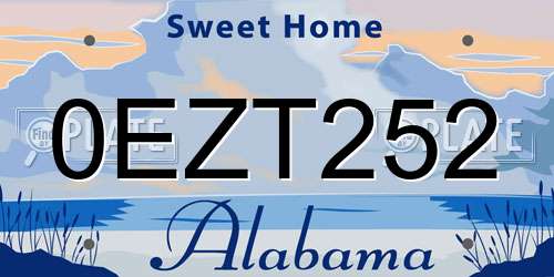 0EZT252 Alabama License Plate