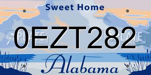 0EZT282 Alabama License Plate