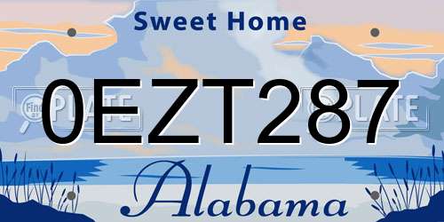 0EZT287 Alabama License Plate
