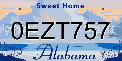 0EZT757 Alabama License Plate