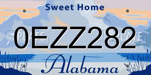 0EZZ282 Alabama License Plate