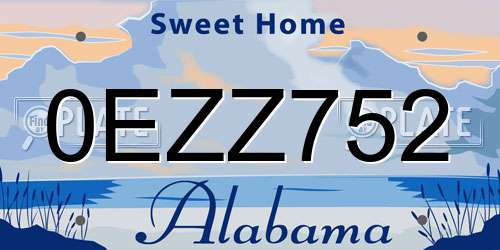 0EZZ752 Alabama License Plate