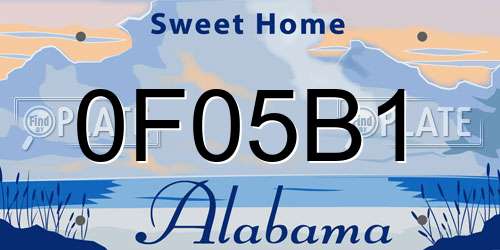0F05B1 Alabama License Plate