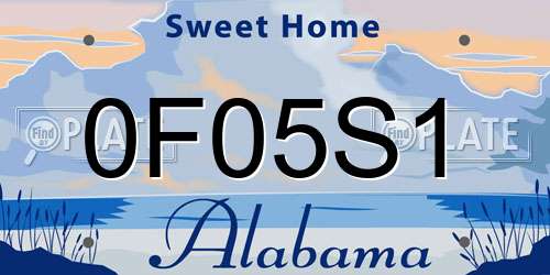 0F05S1 Alabama License Plate