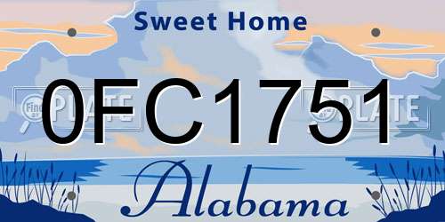 0FC1751 Alabama License Plate