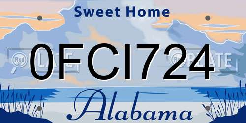 0FCI724 Alabama License Plate