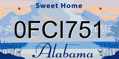 0FCI751 Alabama License Plate