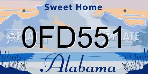 0FD551 Alabama License Plate