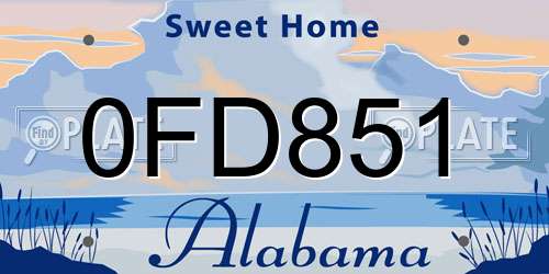 0FD851 Alabama License Plate