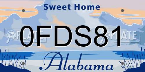 0FDS81 Alabama License Plate