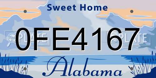 0FE4167 Alabama License Plate