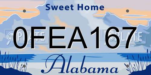 0FEA167 Alabama License Plate