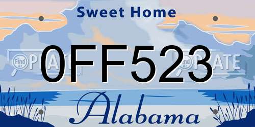 0FF523 Alabama License Plate