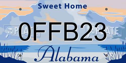 0FFB23 Alabama License Plate