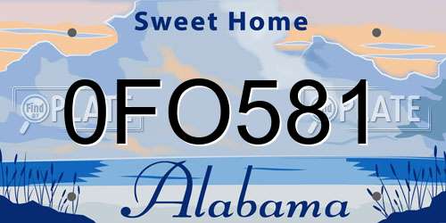 0FO581 Alabama License Plate
