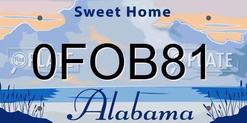 0FOB81 Alabama License Plate