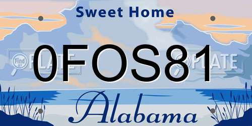 0FOS81 Alabama License Plate