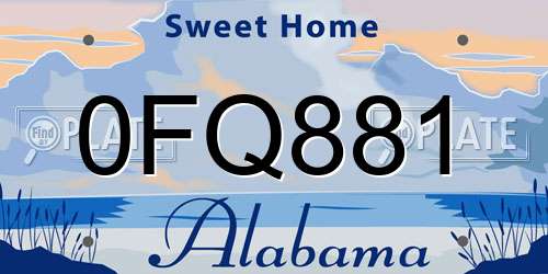 0FQ881 Alabama License Plate