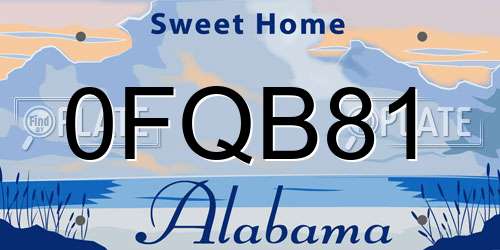 0FQB81 Alabama License Plate