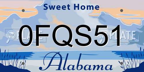 0FQS51 Alabama License Plate