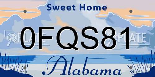 0FQS81 Alabama License Plate
