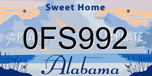 0FS992 Alabama License Plate