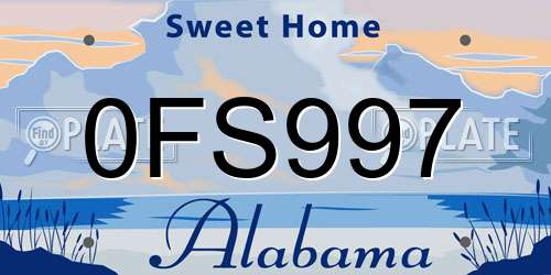 0FS997 Alabama License Plate