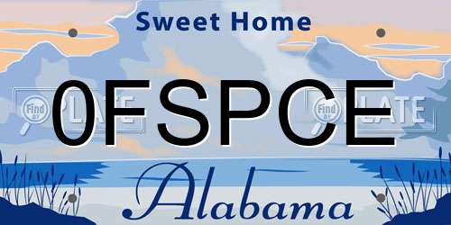 0FSPCE Alabama License Plate