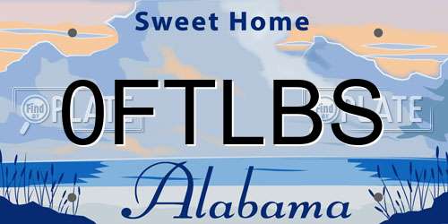 0FTLBS Alabama License Plate