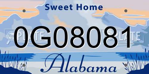 0G08081 Alabama License Plate