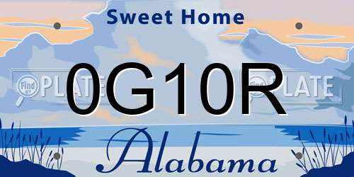 0G10R Alabama License Plate