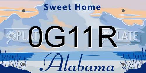 0G11R Alabama License Plate
